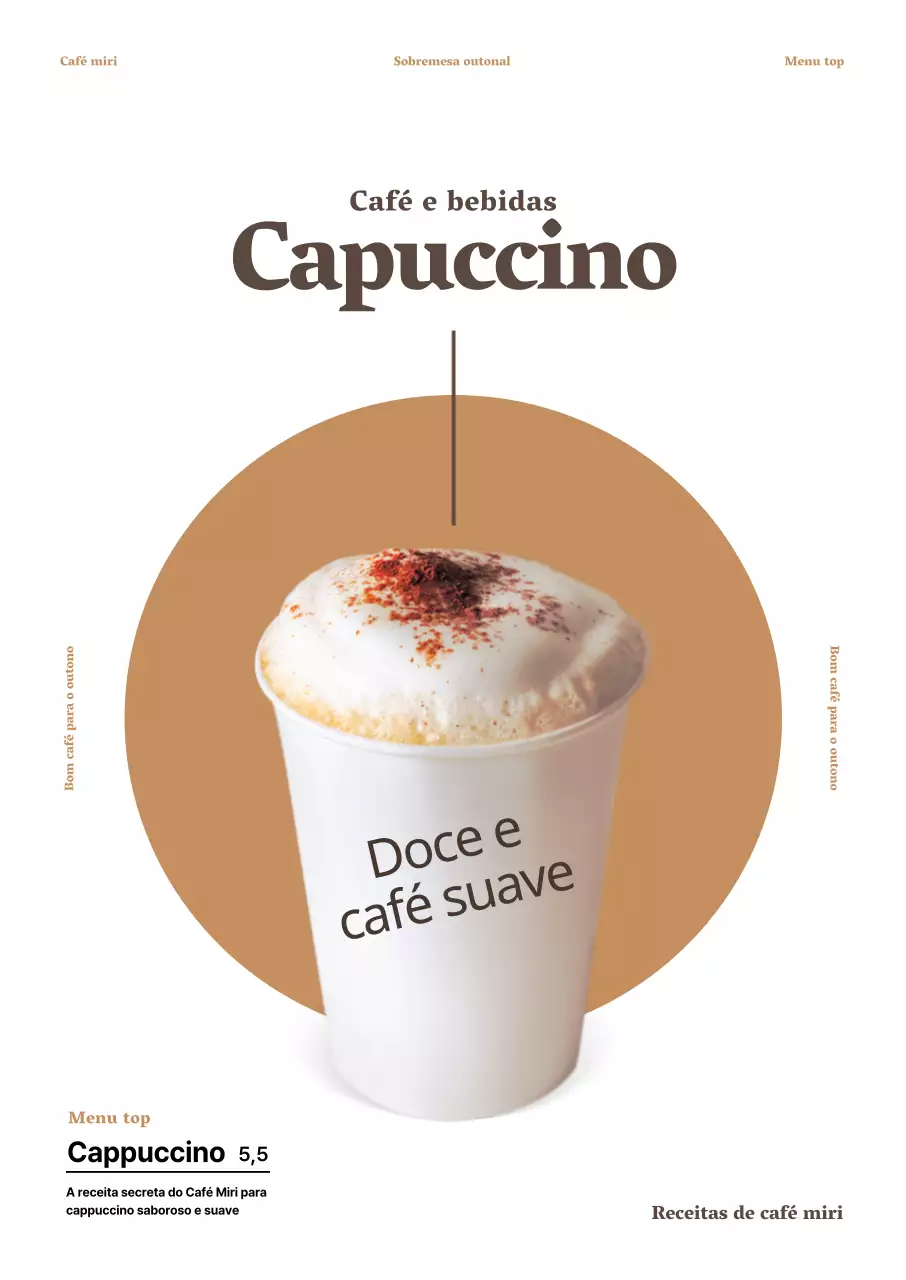 Promover o café outonal em tons de branco e bege