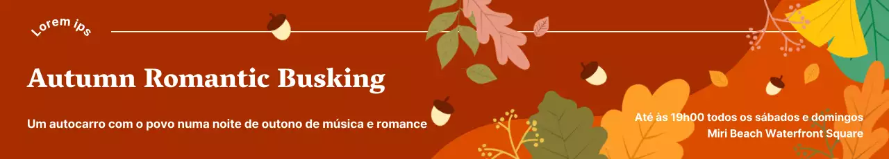 Promover eventos outonais de busking com um fundo vermelho