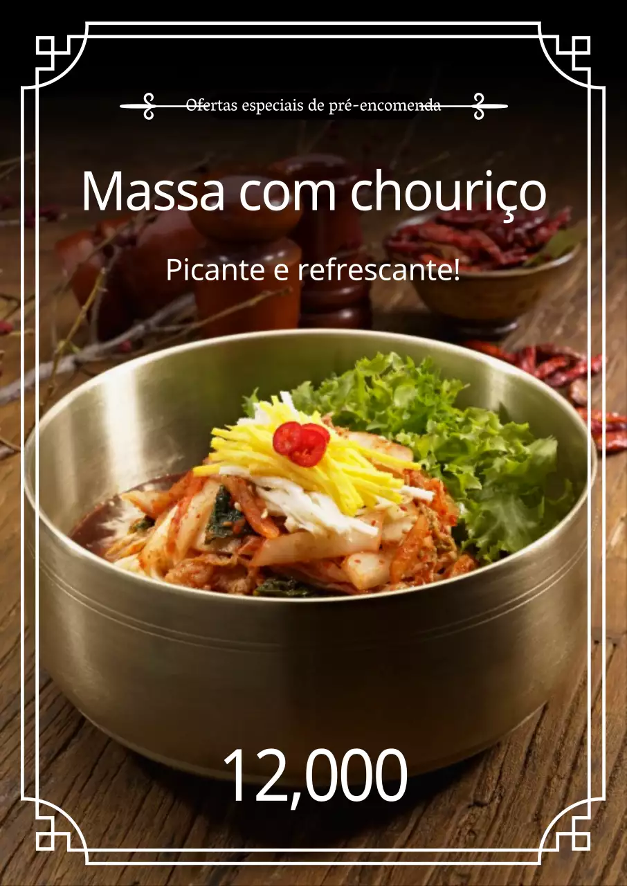 Um menu japonês saboroso a preto e branco, com uma introdução fotográfica