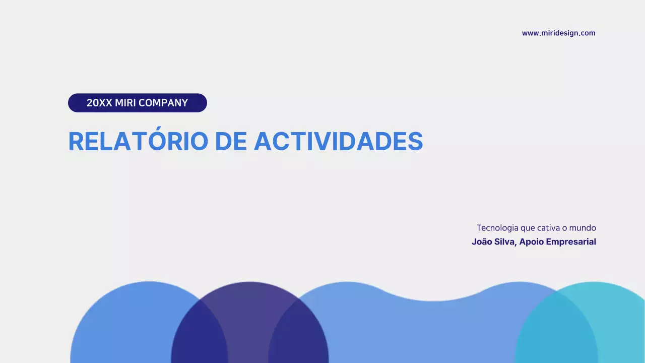 Modelo de apresentação azul e cinzento