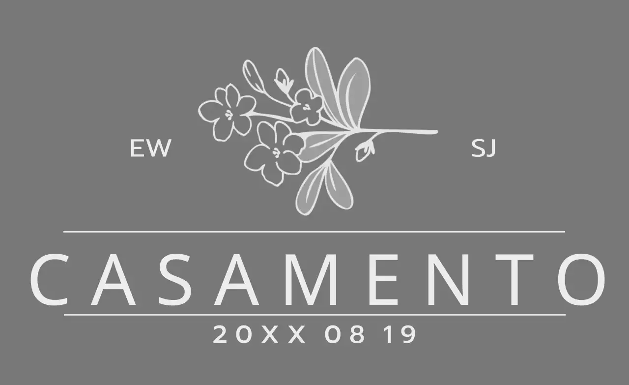 Para um convite de casamento com uma ilustração de uma flor e um pássaro em cinzento escuro