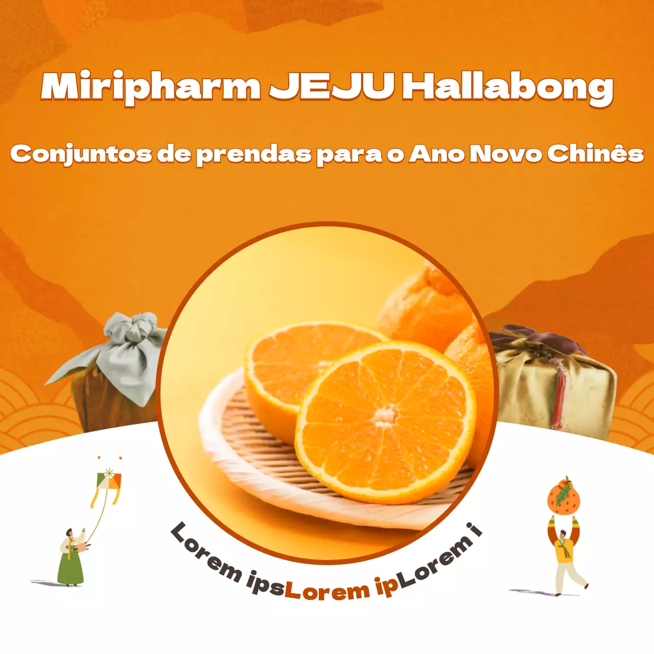 Tema do conjunto de oferta Hallabong de conceito tradicional laranja para férias