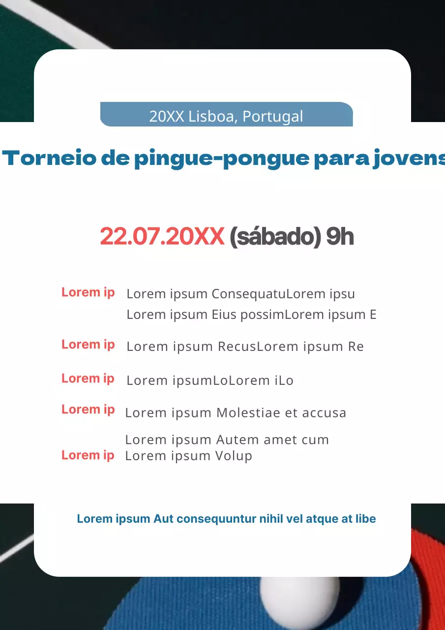Torneio de ténis de mesa para jovens