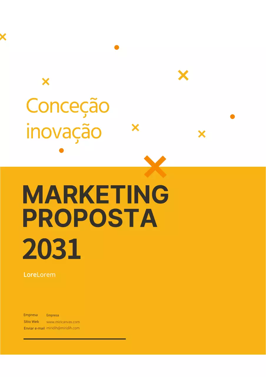 Proposta de marketing simples e limpa com formas amarelas