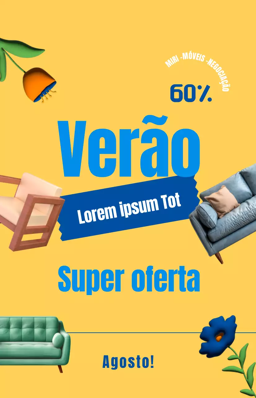 Promover uma venda de mobiliário com um fundo amarelo