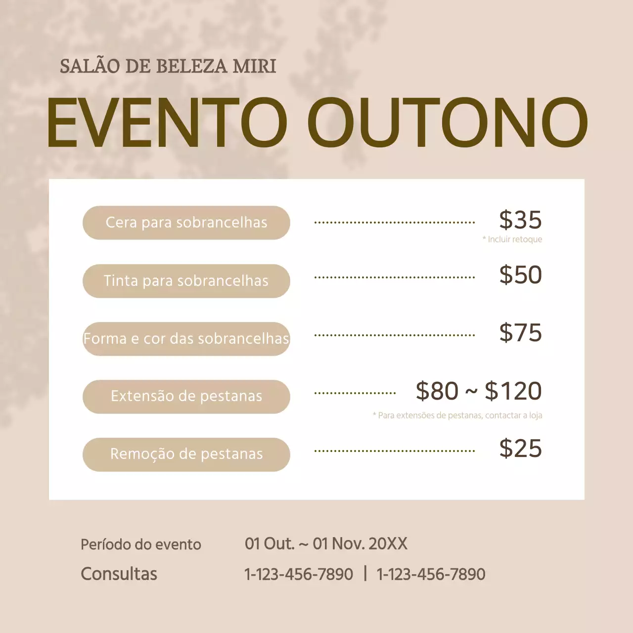 Pink Beige Calm Beauty Shop Promoção de outono
