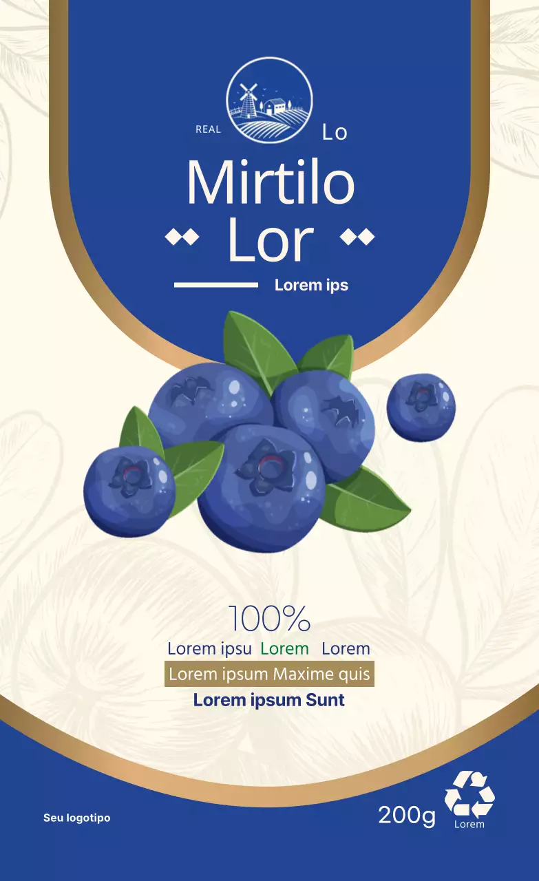 Rótulos de gemas de mirtilo de luxo azuis