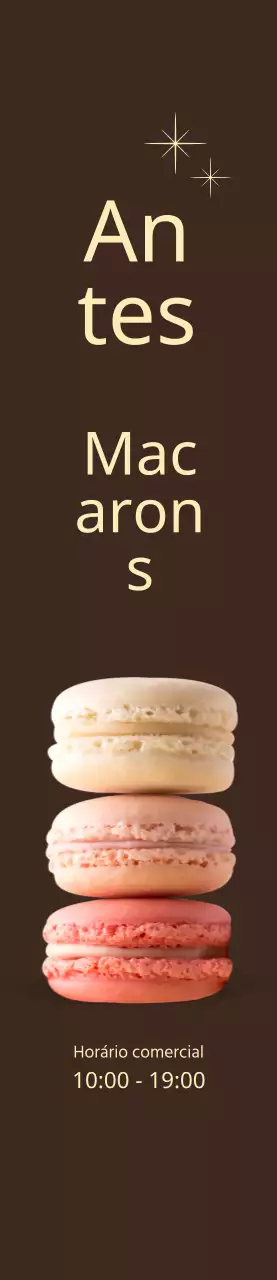Meio de promoção aberto de macaron sobre fundo castanho