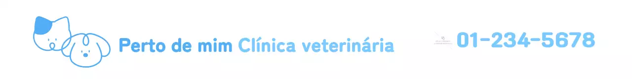 Clínica veterinária simples com ilustrações de animais giros em azul e cor-de-rosa