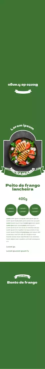 Caixa de almoço com moldura verde para peito de frango