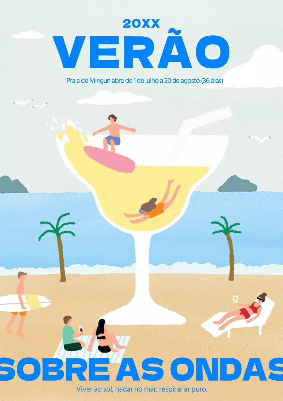 Conceito giro de promoção de férias na praia com fundo azul claro do mar
