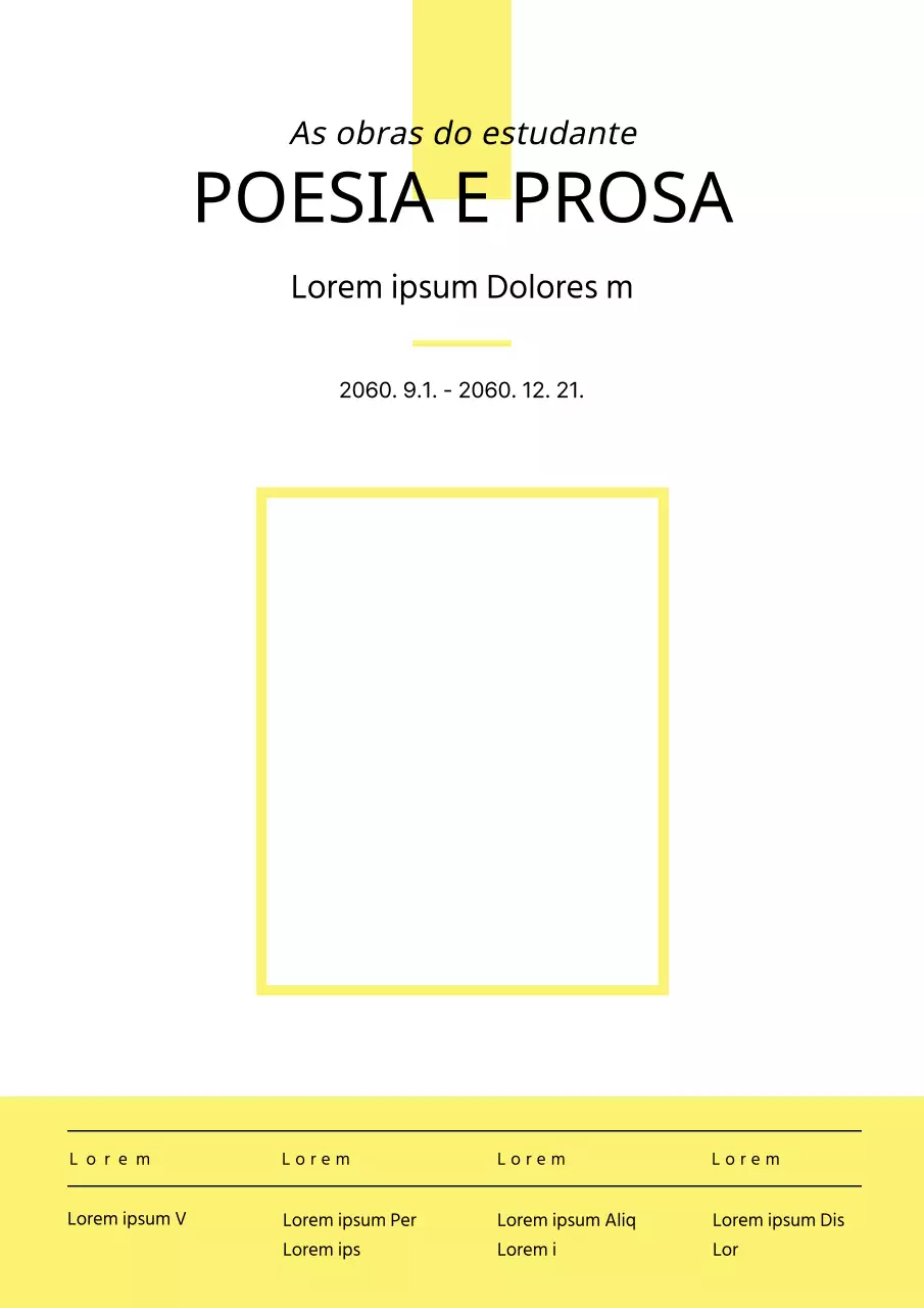 Relatório temático sobre formas simples em branco e amarelo
