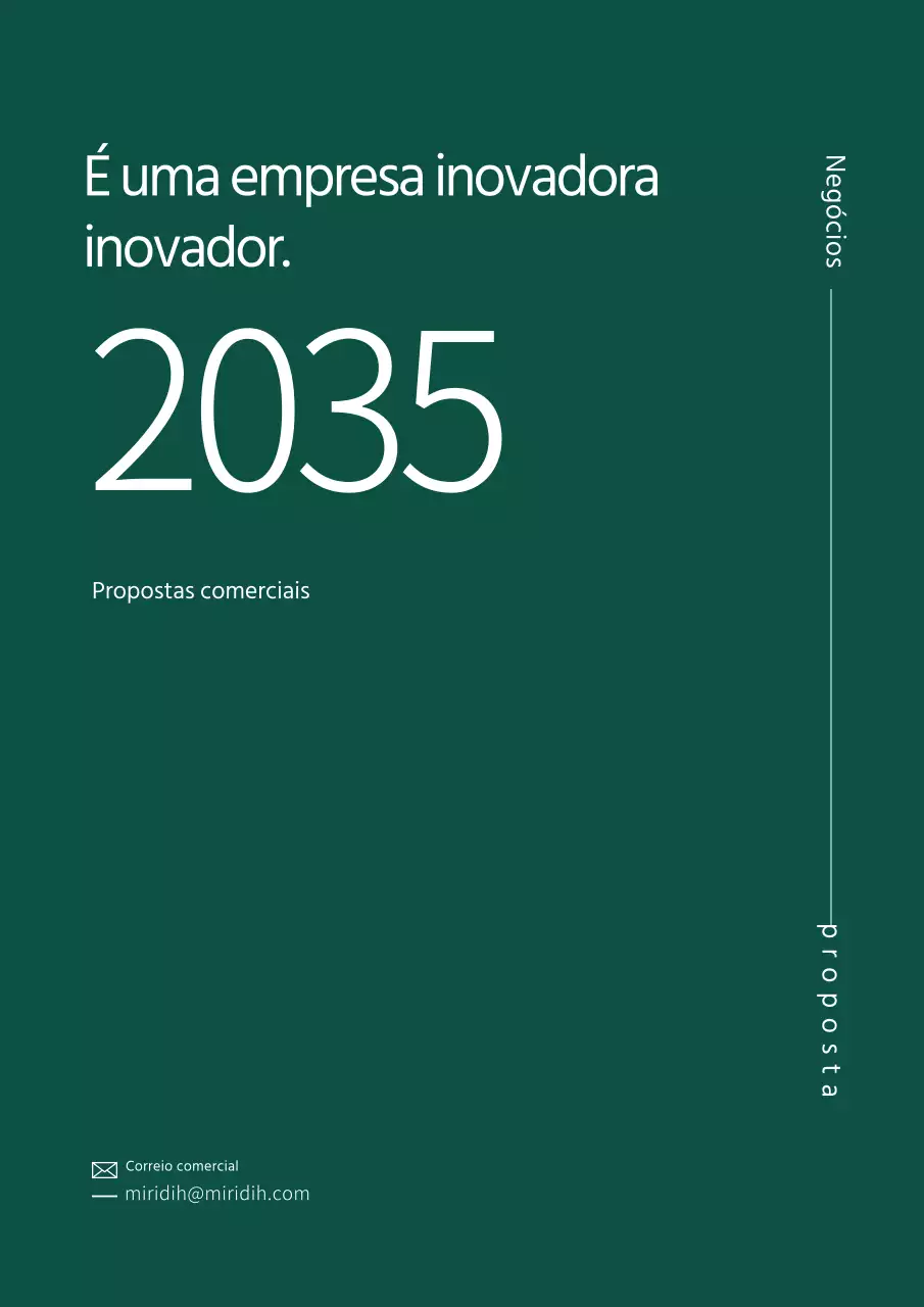 Proposta comercial simples e limpa em verde escuro
