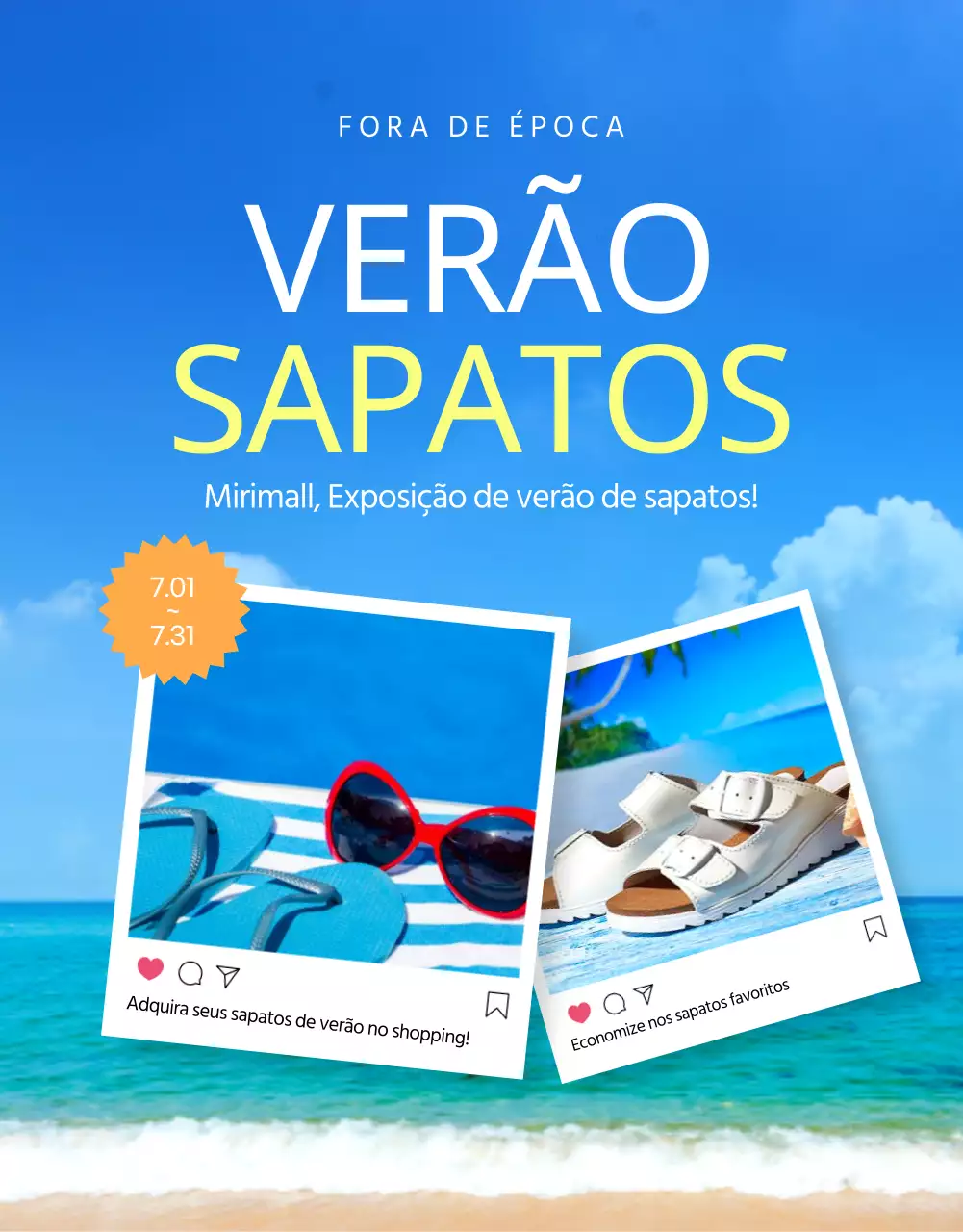 Promover uma venda de verão natural com azuis claros e azuis