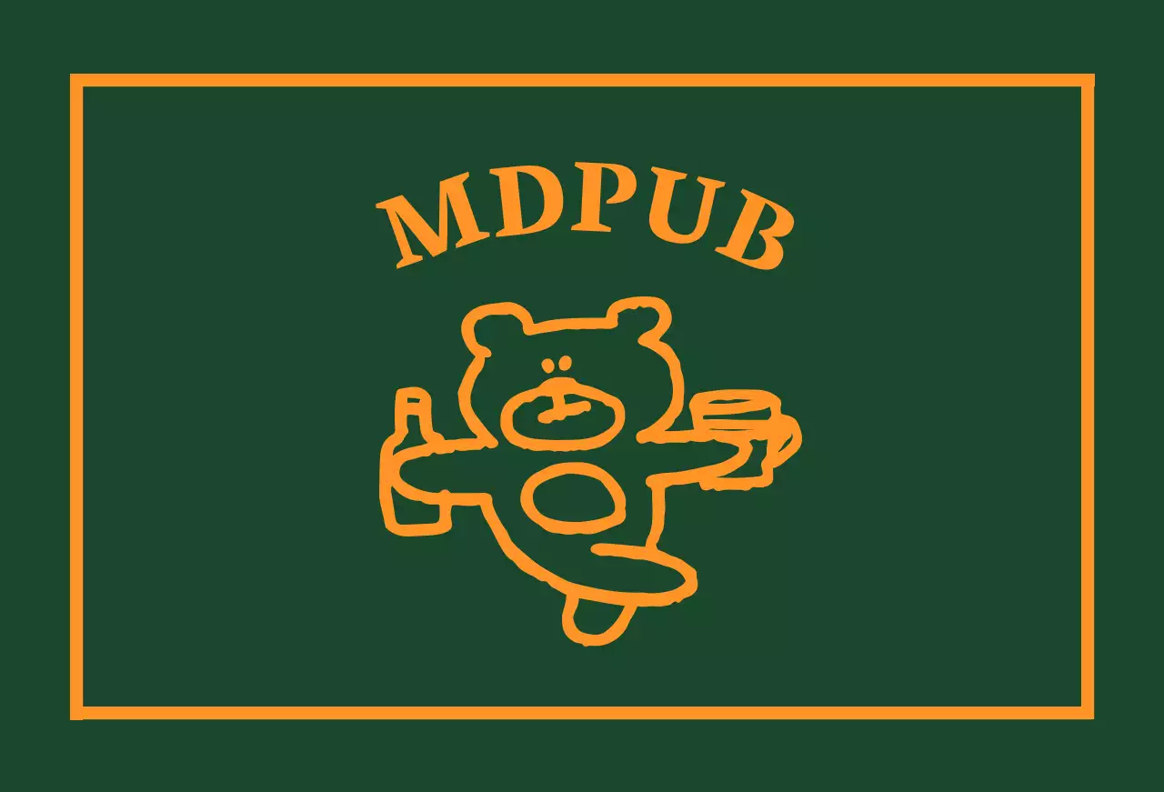 Faixa de pub verde com um rebordo amarelo com um ursinho de peluche a segurar uma garrafa de bebida
