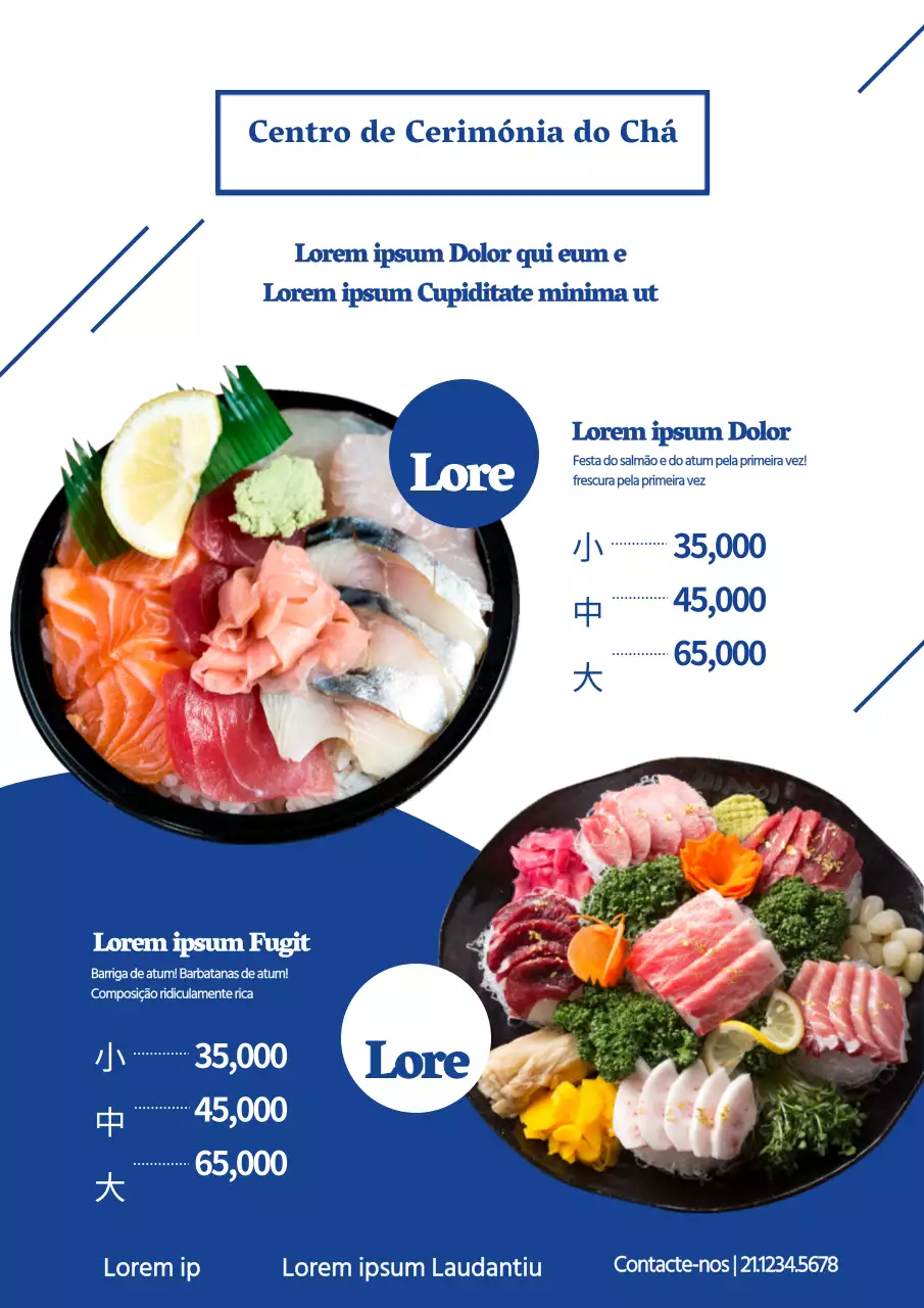 Promova o seu menu de pratos com destaques azuis
