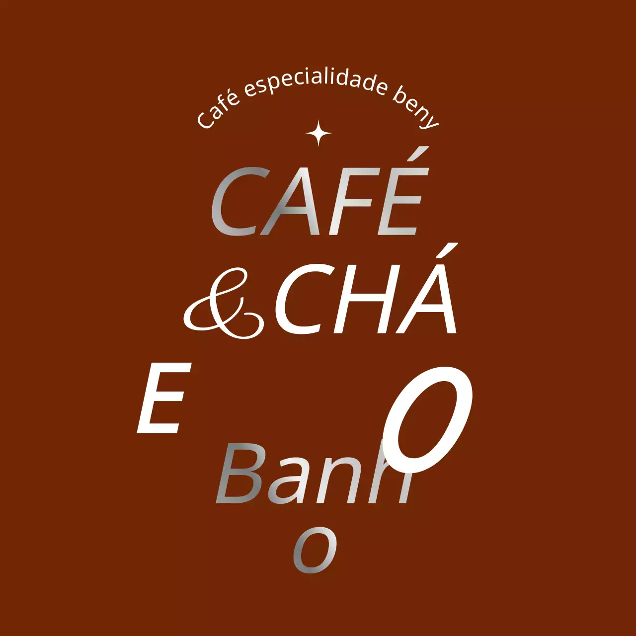 Letras de café sentimentais em castanho e prateado