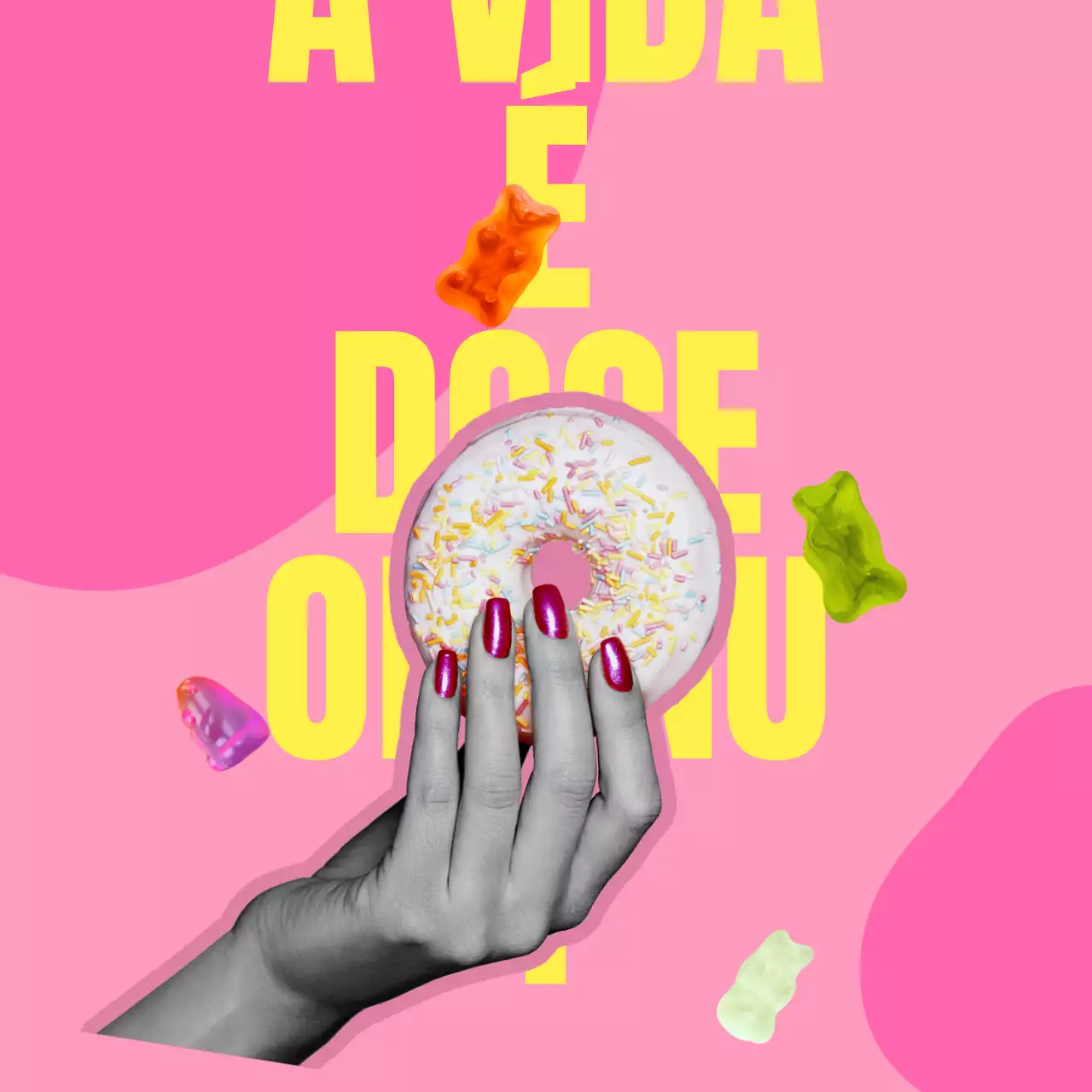 Promover donuts cor-de-rosa e amarelos kitsch