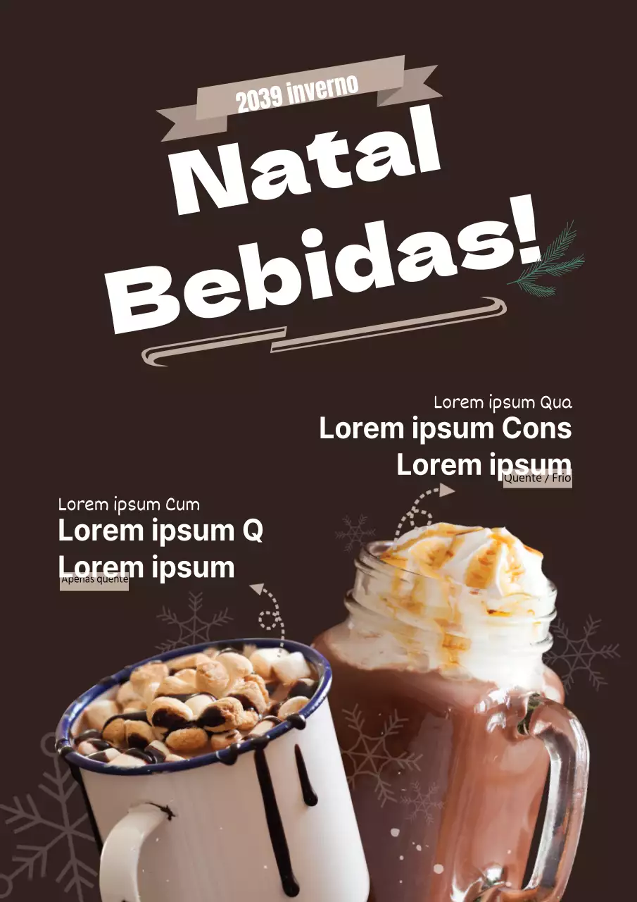 Apresentação do menu de bebidas do brown cafe