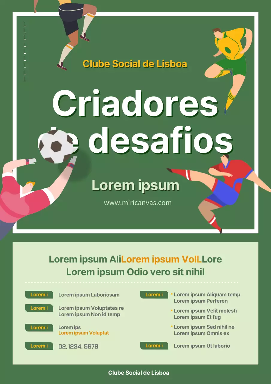 Webposter de recrutamento para clubes de futebol em verde