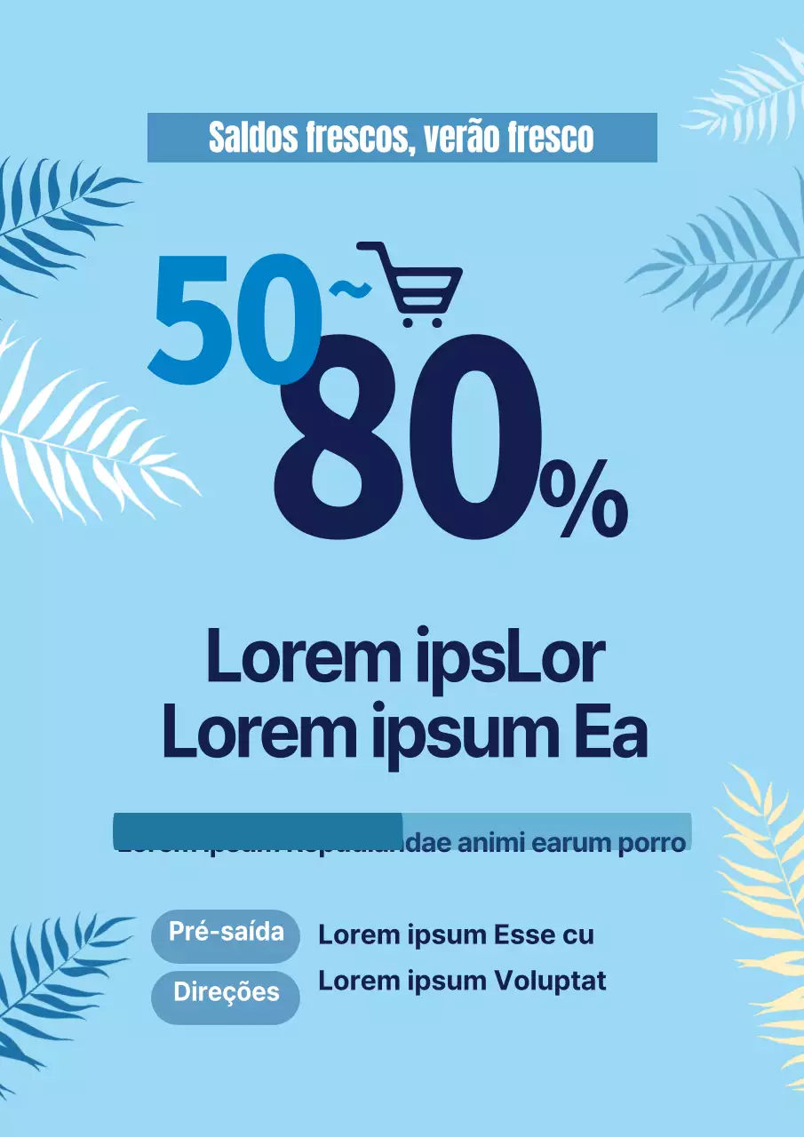 Promova uma venda de verão com uma ilustração de uma folha botânica azul