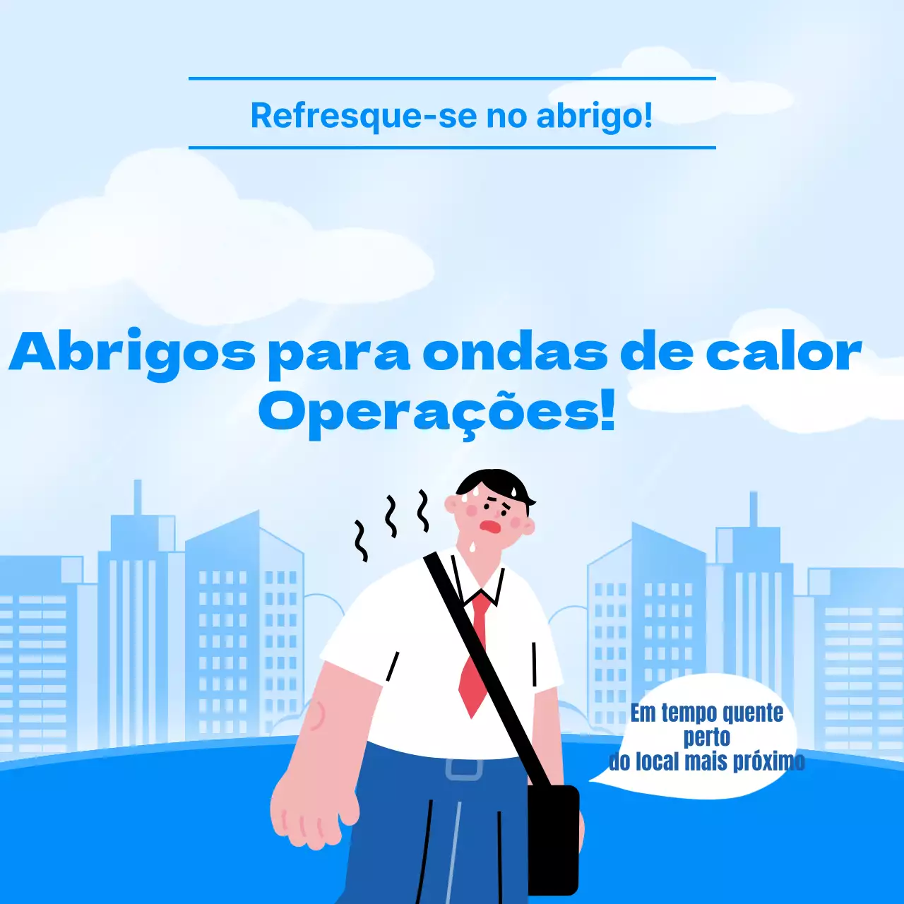 Como gerir um abrigo para ondas de calor com um conceito simples, azul e ilustrado