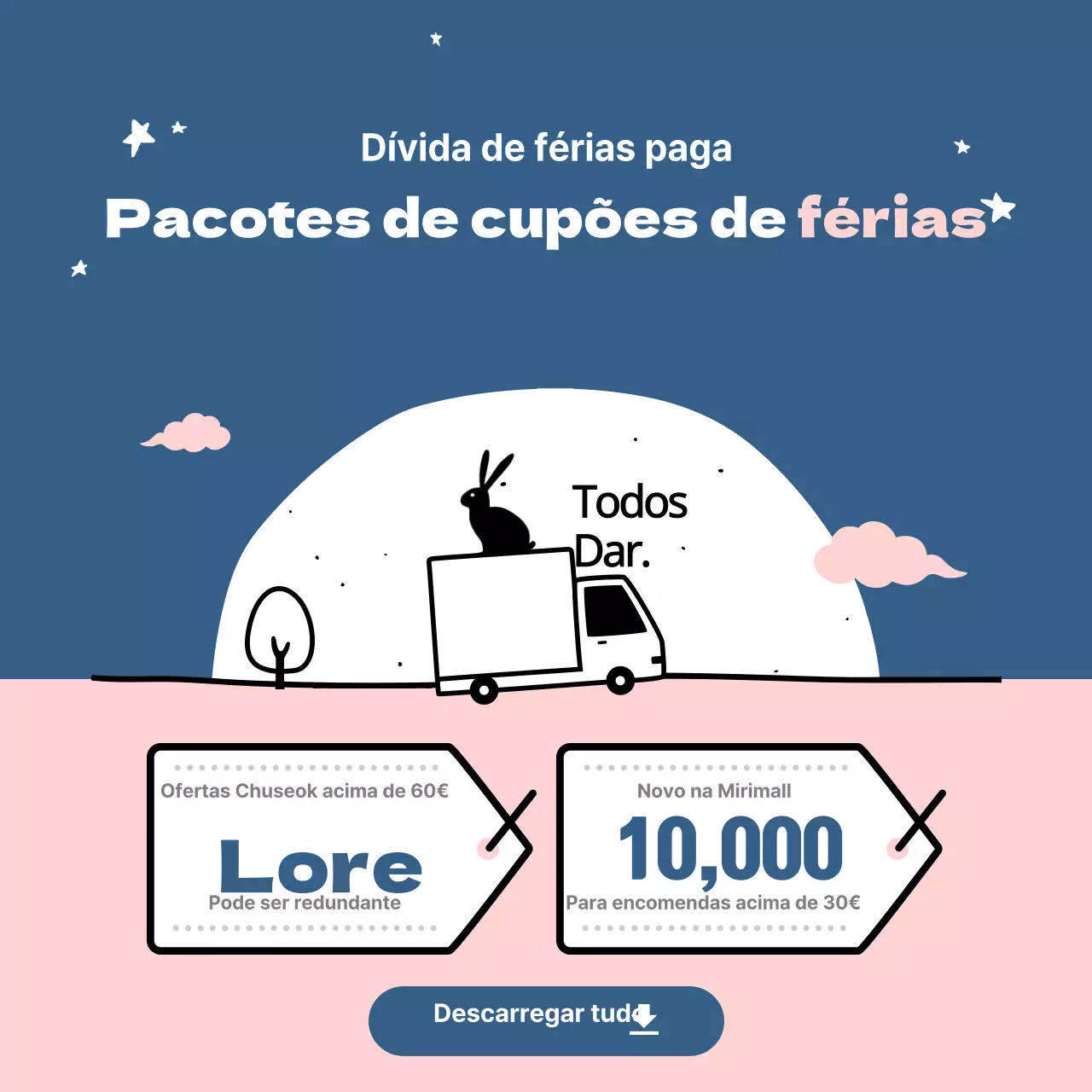 Pacotes de cupões de férias