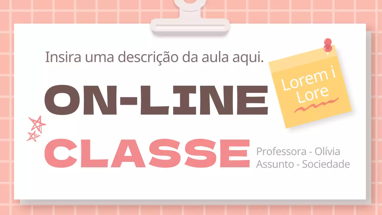 Aula online de ilustração cor-de-rosa