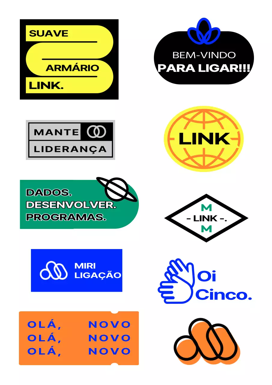 Um autocolante simples e de aspeto retro para o kit de boas-vindas da empresa Mirrility, com texto colorido e ilustrações de formas.