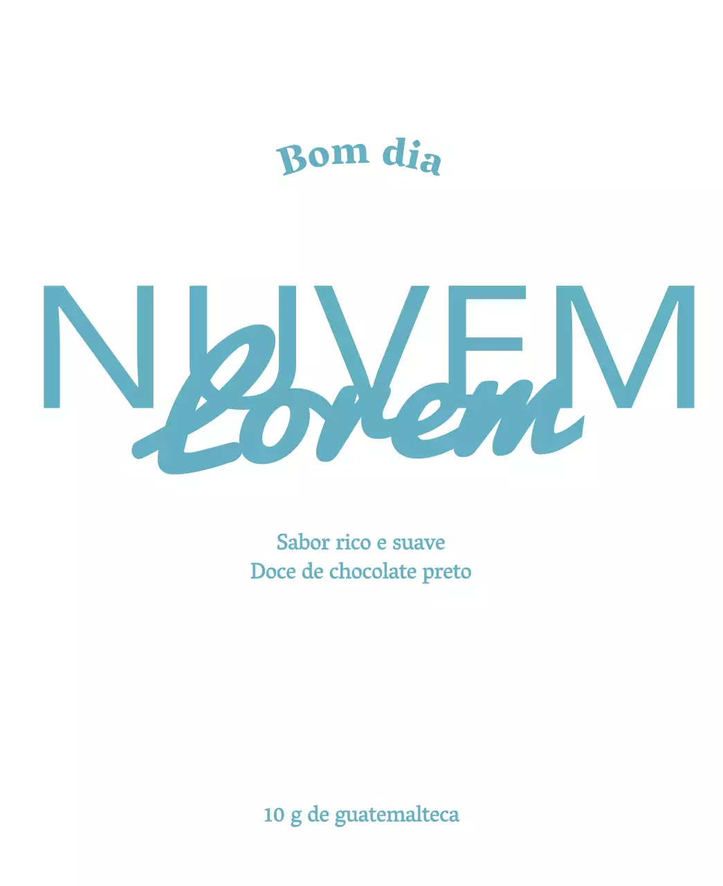 Grãos de café simples com detalhes em azul claro e texto branco