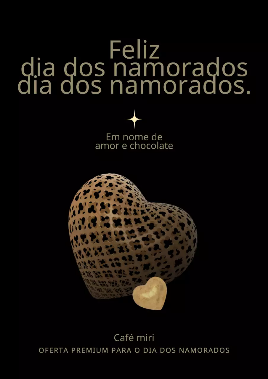 Dia dos Namorados com um fundo preto e um conceito de coração dourado em 3D