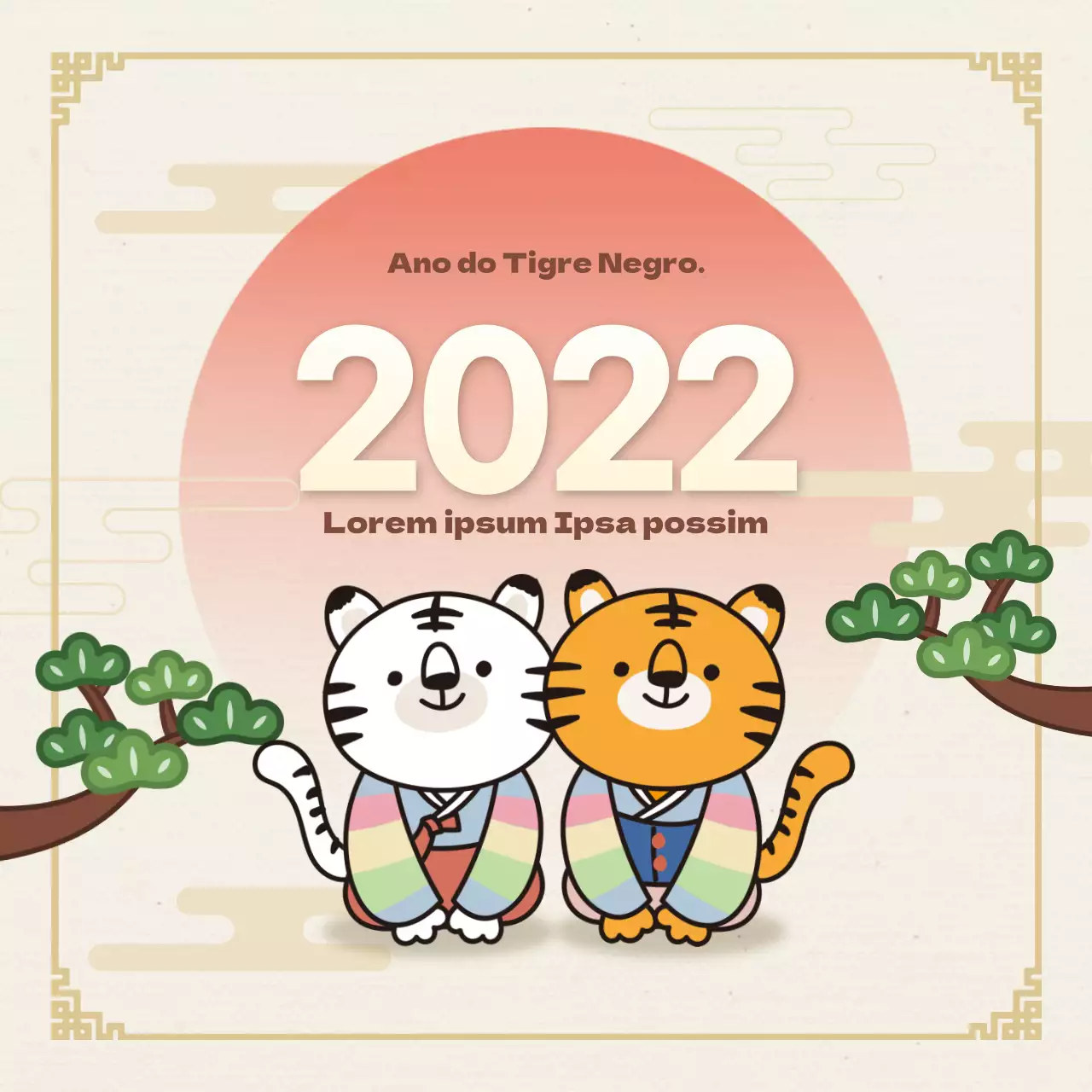 Saudações ilustradas de Ano Novo