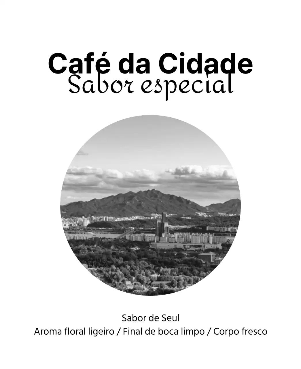 Design simples com fotografia de paisagem a preto e branco