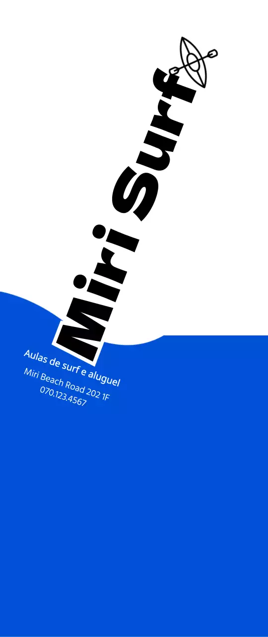 Conceito simples em azul-marinho e preto para informação e promoção do surf