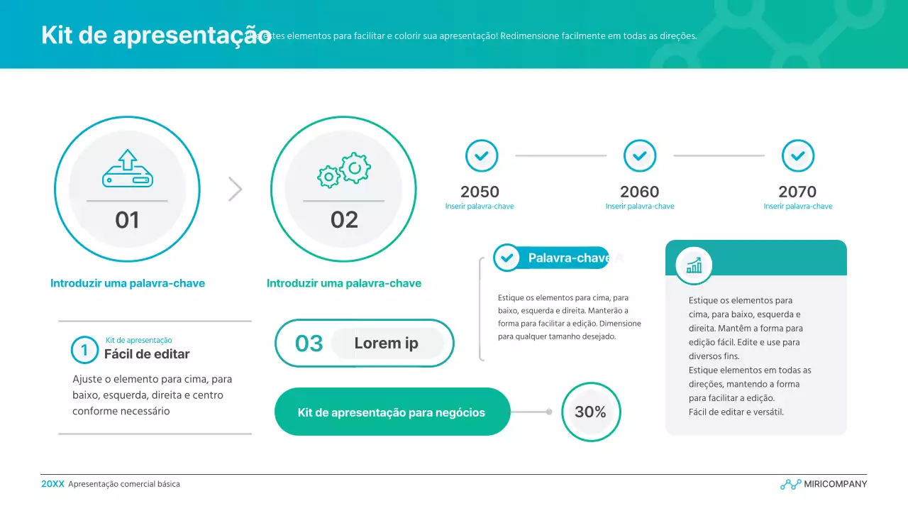 Apresentação comercial simples em gradiente em azul claro e verde