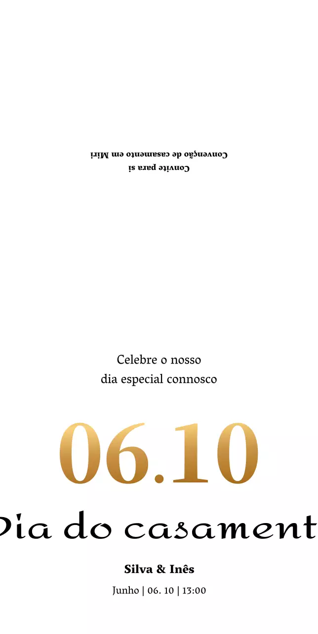 Convites de casamento simples em branco e dourado