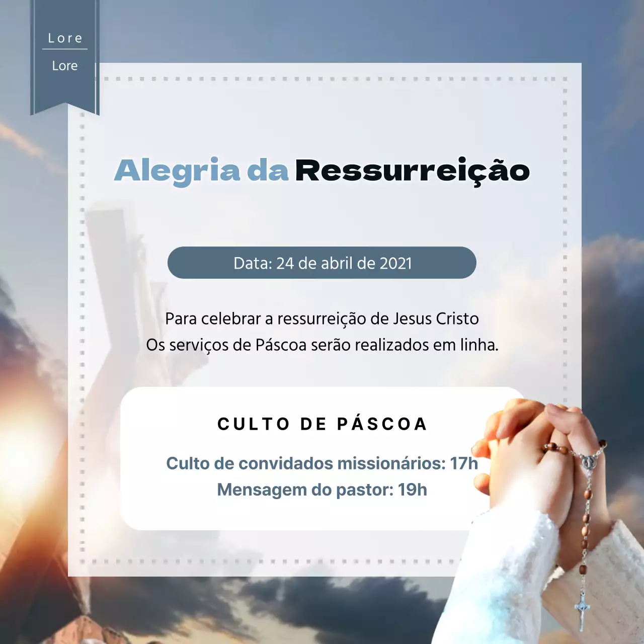 Serviço religioso de Páscoa elegante em azul claro