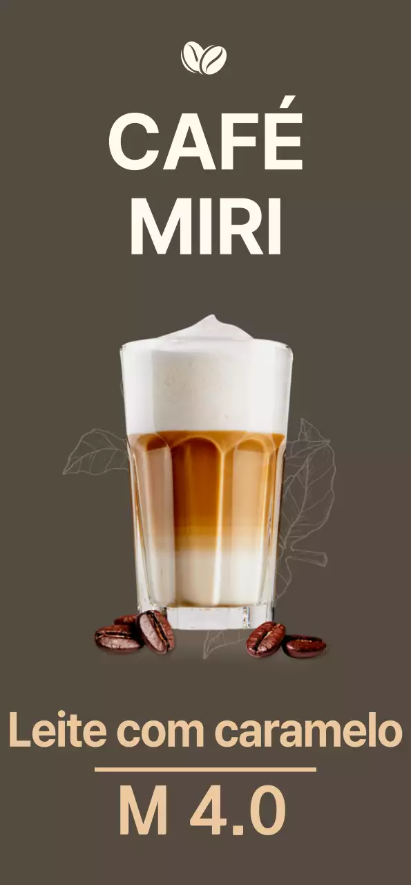 Cartaz de café monótono com latte de caramelo e cerveja fria num design atmosférico sobre um fundo escuro