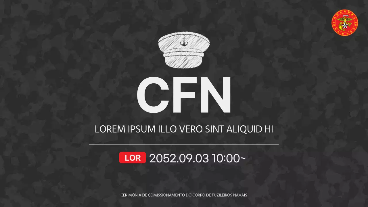 Transmissão em direto de uma simples cerimónia de entrada em serviço de um militar de camuflagem a preto e branco