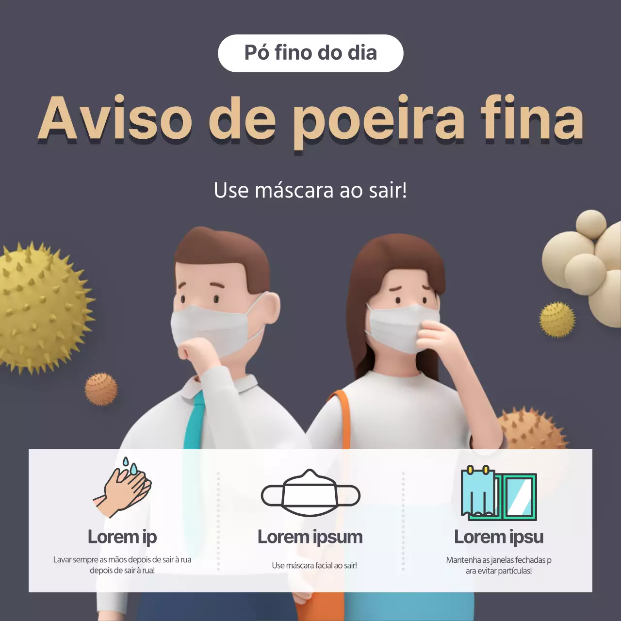 Atenção às partículas 3D em bege e azul-marinho