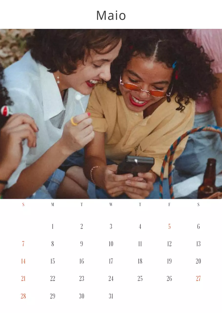 Calendário retro vintage