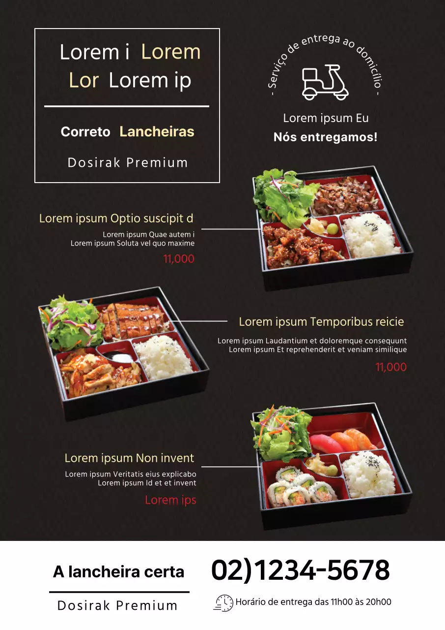 Foto castanha Menu bento do restaurante
