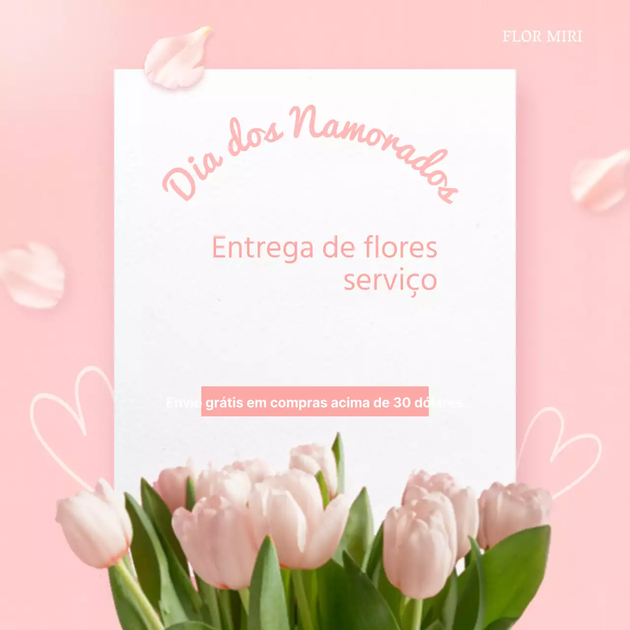 Serviço de entrega de bouquet do Dia dos Namorados com flores cor-de-rosa claro
