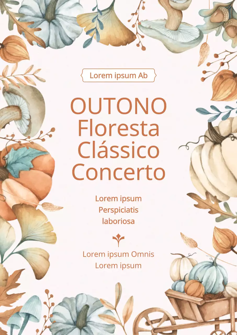 Promover um evento de concerto com uma ilustração outonal vintage