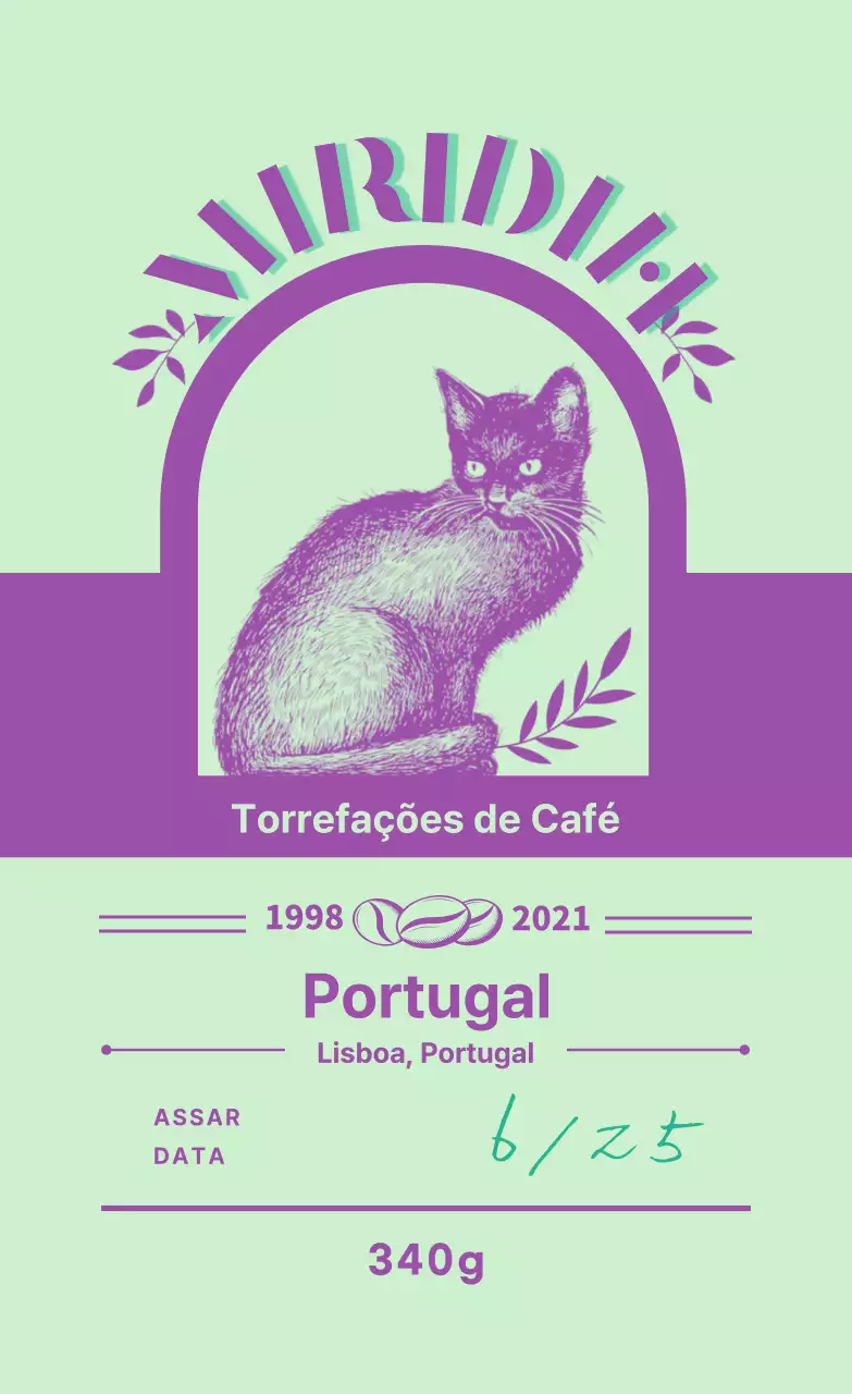 Um guia de marcas e grãos de café com um design tipográfico verde-limão e roxo3