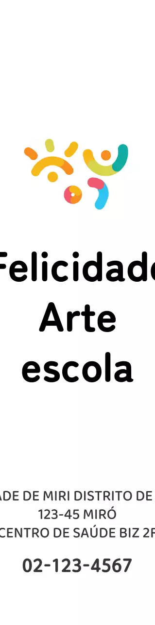 Um logótipo simples e colorido de uma escola de arte e informações.