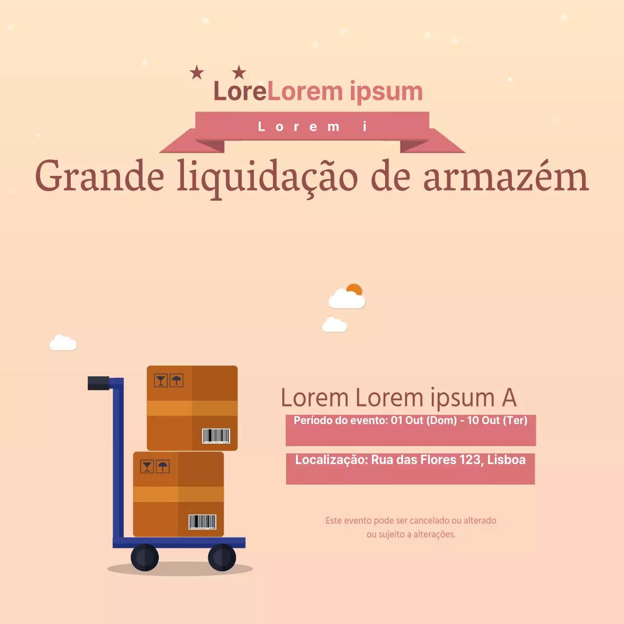 Armazém para libertar eventos