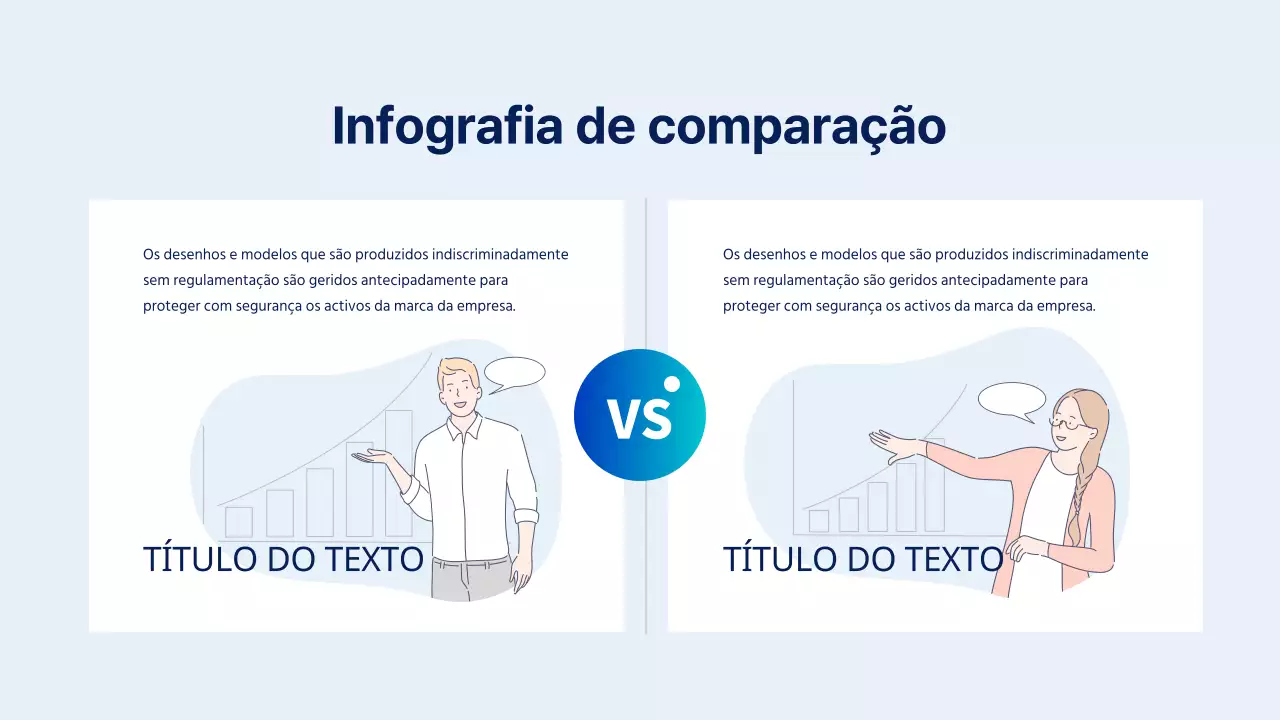 Infografia de comparação com uma ilustração de linhas azuis e azuis claras do panorama competitivo