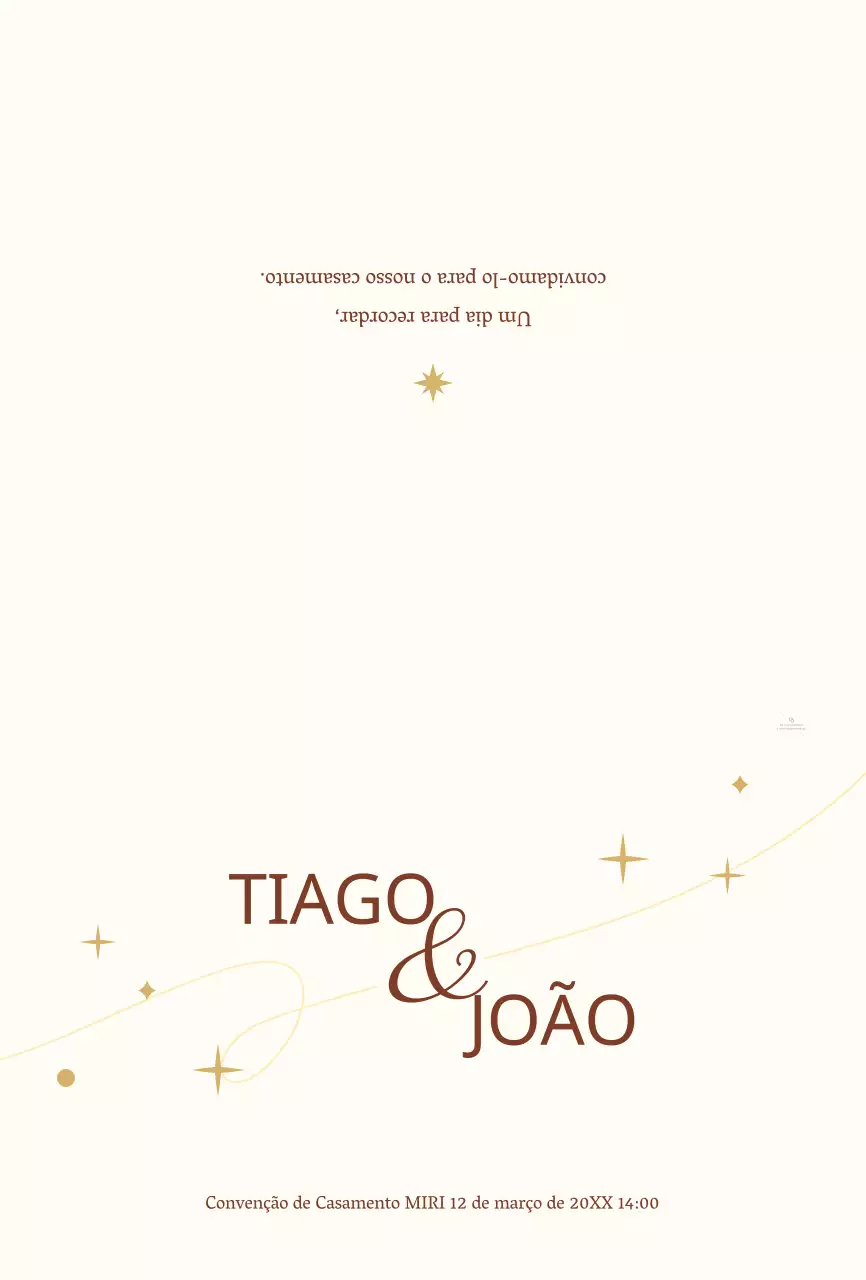 Um convite de casamento de conceito sentimental com uma estrela amarela clara e uma ilustração de linhas