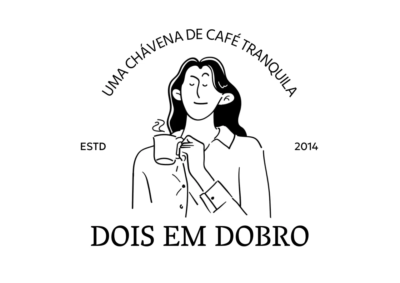 Para um café com uma ilustração a preto de uma mulher a beber café